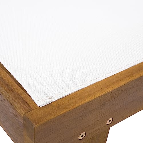 Christopher Knight Home Summerland Outdoor Mesh Chaise Lounge with Acacia Wood Frame, Teak Finish / White Mesh Christopher Knight Home