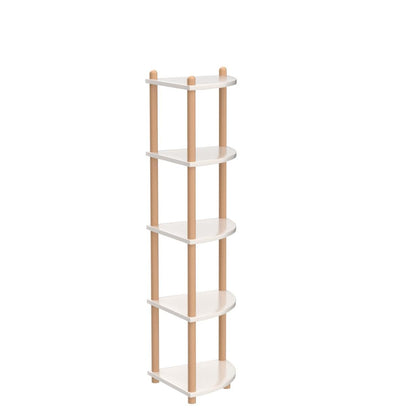 IOTXY Modern 5-Tier White Wooden Corner Bookshelf - Stylish Open Bookcase for Home and Office Storage - WoodArtSupply