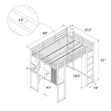 DHP Abode Full Size Metal Loft Bed, Off-White DHP