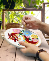 TINDTOP Embroidery Kit for Beginners Adult, Dragon Embroidery Kit for Beginners Include Embroidery Cloth Hoops Threads for Craft Lover Hand Stitch with Embroidery Skill Techniques
