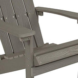 Flash Furniture Charlestown Indoor/Outdoor Faux Wood Adirondack Chair, Weather-Resistant Polyresin Patio Adirondack Chair with 350-lb. Static Weight Capacity, Gray Flash Furniture