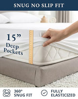 LANE LINEN Eco Friendly 100% Organic Cotton Queen Sheet Set, Soft & Comfy Fully Elasticized 15" Deep Pocket Bed Sheets, Low Pill Naturally Cooling Machine Wash Sábanas Queen- White Bed Sheets LANE LINEN