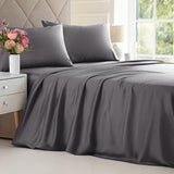 100% Rayon Derived From Bamboo - Bamboo Sheets Full Size - Cooling Sheets for Full - Soft, Breathable & Hotel Luxury Bedding - 1 Flat & 1 Fitted & 2 Pillowcases with 16 Inch Deep Pockets - Dark Grey CGK Unlimited