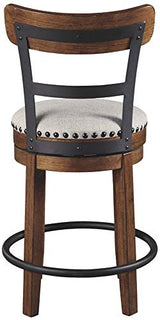 Signature Design by Ashley Valebeck Rustic Farmhouse 24.5” Counter Height Swivel Bar Stool, Brown Signature Design by Ashley