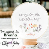Elly & Grace Christian Embroidery Kit with Embroidery Hoop, Easy Embroidery Kit for Beginners and Adults, Full Embroidery Hoop Kit with Needles and Thread Included (Wildflowers)