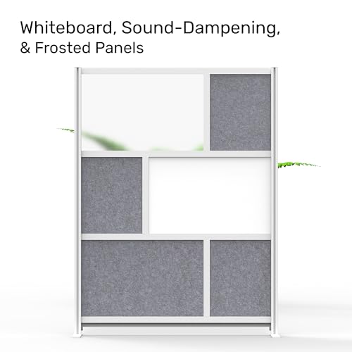 Workflow Modular Wall | Room Divider with Whiteboard, Sound Dampening, & Frosted Acrylic Panels | Expandable Office Partition for Privacy & Stability (53" x 70") S Stand Up Desk Store