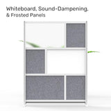 Workflow Modular Wall | Room Divider with Whiteboard, Sound Dampening, & Frosted Acrylic Panels | Expandable Office Partition for Privacy & Stability (53" x 70") S Stand Up Desk Store