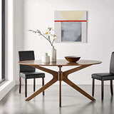 Modway Crossroads 63" Oval Wood Dining Table, Walnut Modway