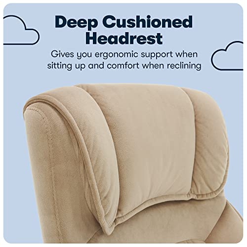 Serta® Hannah Executive Home Office Desk Chair, Ergonomic Mid-Back with Lumbar Support, Firm Seat Cushion, Layered Body Pillows, Padded Armrests, Swivel Base, Easy Assembly, Microfiber, Beige Serta