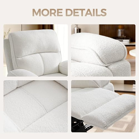 YuuYee Teddy Fleece 360° Swivel Rocker Recliner Nursery Rocking Chairs with Phone Holder Manual Gilder Recliner Chair with Wide Foot Rest for Living Room and Baby Room YuuYee