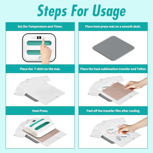 EASYCOUNT E Heat Press Machine 12" x 10" Portable & Easy Heat Press for T-Shirts, Pillows, Tote Bags & More (White-Green) EasyCount E