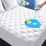 MEELUS Padded Full Mattress Protector, Breathable Waterproof Mattress Pad Cover Fitted Deep Pocket 8"-21", Soft Noiseless Mattress Cover Washable Cooling for Home Hotel Bedroom, White MEELUS