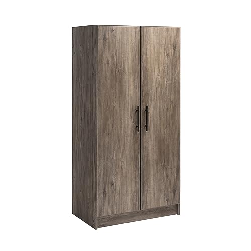 Prepac Elite 32" Storage Cabinet Closet, Gray Storage Cabinet, Linen Cabinet, Wardrobe Cabinet with Hanging Rail and Shelves 20" D x 32" W x 35" H, DEW-3264 Prepac