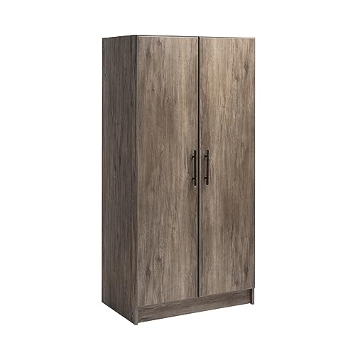 Prepac Elite 32" Storage Cabinet Closet, Gray Storage Cabinet, Linen Cabinet, Wardrobe Cabinet with Hanging Rail and Shelves 20" D x 32" W x 35" H, DEW-3264 - WoodArtSupply