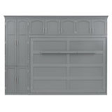 Merax Queen Size Murphy Bed with Cabinets, Gray Merax