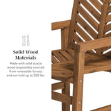 Walker Edison AZW7TXVINBR 6 Person Outdoor Wood Chevron Patio Furniture Dining Set Extendable Table Chairs All Weather Backyard Conversation Garden Poolside Balcony, 7 Piece, Brown Walker Edison