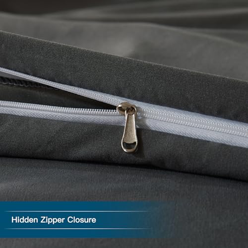 STWIENER Oversized King Plus Duvet Cover 120"x132", Only One Piece Extra Large Ultra Soft Microfiber Grey Duvet Cover for All Season - Zipper Closure & 8 Corner Ties(Grey, Alaskan King 120x132 inches) STWIENER