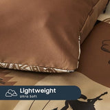 Wake In Cloud - Western Comforter Set, Southwestern Aztec Country Horse Cowboy Rustic Ranch Pattern Printed, Soft Lightweight Bedding, 3 Pieces, Tan Brown, Full Size Wake In Cloud