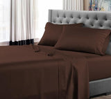 True Luxury 1000-Thread-Count 100% Egyptian Cotton Bed Sheets, 4-Pc King Dark Brown Sheet Set, Single Ply Long-Staple Yarns, Sateen Weave, Fits Mattress Upto 18'' Deep Pocket Comfort Sheets