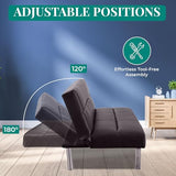 Naomi Home Futon Sofa Bed Faux Leather Futon Couch Modern Convertible Folding Sofa Bed Couch with Chrome Legs Reclining Mini Leather Small for Bedroom Living Room Espresso Naomi Home