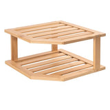 VERTORGAN Bamboo Corner Shelf,2 Tier Plate Organizer for Cabinet and Countertop,Pantry Dish and Spice Rack for Kitchen VERTORGAN