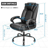 OUTFINE Office Chair Executive Office Chair Desk Chair Computer Chair with 5-Year hydrolysis-Resistant Leather Spring Cushion Ergonomic Support Tilting Function Upholstered in Bonded Leather Black OUTFINE