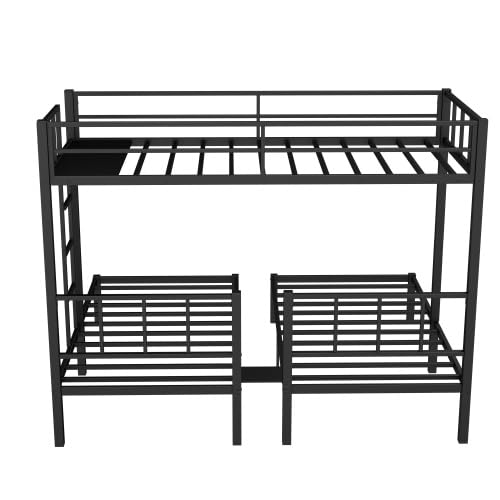 Twin Size Bunk Bed, Metal Triple Bed, Twin XL Bunk Beds for 3, Detachable Triple Bunk Bed for Kids & Teens, Black