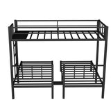 Twin Size Bunk Bed, Metal Triple Bed, Twin XL Bunk Beds for 3, Detachable Triple Bunk Bed for Kids & Teens, Black Bellemave