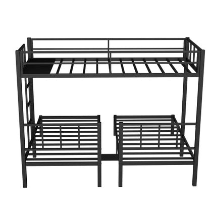 Twin Size Bunk Bed, Metal Triple Bed, Twin XL Bunk Beds for 3, Detachable Triple Bunk Bed for Kids & Teens, Black