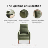 mopio Arthur Recliner Chair with 3 Positions, Accent Armchair, Mid Century Modern Reading Chair, High Back Padded Support Comfy Sleeper Armchair (Olive Green Velvet)
