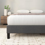 Zinus Curtis Upholstered Platform Bed Frame, Mattress Foundation, Wood Slat Support, No Box Spring Needed, Eco Friendly WonderBox (TM) Packaging, Dark Grey, Queen Zinus