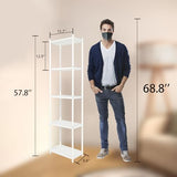 5 Tier Corner Shelf with LED Light, 57.7" Tall Corner Stand Shelves Modern Home Decor Display Floor Lamps, Corner Furniture Open Bookshelf for Bedroom, Office, Living Rooms, White Bloddream
