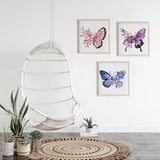 LB Butterfly Embroidery Kit for Beginners Adults, 3 Sets Hand Embroidery Starter Kit with Flower Pattern and Instructions Stamped Cross Stitch Kits Include Embroidery Hoop Needles Threads Scissors