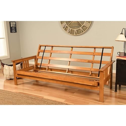 Maykoosh Queen Futon Frame - Hardwood Sofa Bed with Folding Design - Butternut Maykoosh