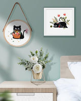 TINDTOP 2 Pack Embroidery Kit for Adult Beginners, Embroidery DIY Starter Kit, with Black Cat and Flowers Stamped Patterns, Hoop, Tools, Colorful Threads with Needles, Instructions