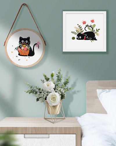 TINDTOP 2 Pack Embroidery Kit for Adult Beginners, Embroidery DIY Starter Kit, with Black Cat and Flowers Stamped Patterns, Hoop, Tools, Colorful Threads with Needles, Instructions TINDTOP