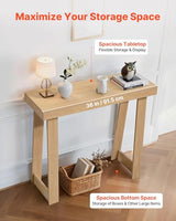 VEVOR 36 in Console Table, Modern Desk Behind The Couch, Wooden Rectangle Entrance Desk, Narrow Long Sofa Table Accent Stand, Ideal for Hallway, Bedroom, Living Room, Foyer, Easy Assembly, Natural VEVOR