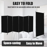 6 Panel Room Divider, Folding Privacy Screen Wall Divider for Room Separation, Freestanding Room Partitions for Home Office Dorm Decor,Black Grezone
