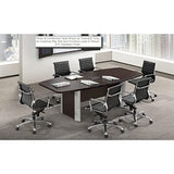 Thaweesuk Shop Gray 12 FT Modern Executive Boat Shaped Conference Table Wood Hide Wires Inside Elliptical Metal Legs Desk Grommets Racetrack 2 Power Data Modules Black Boardroom Meeting Room Office WoodArtSupply