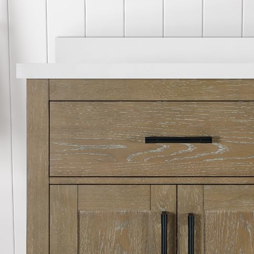 OVE Decors Bailey 72 in. W x 22 in. D x 34.5 in. H Bath Vanity in Driftwood Oak with White Engineered Quartz Top OVE Decors