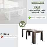 STHOUYN White Marble Extendable Dining Room Table for 8 10, 70.9" (86.6") x 31.5", Rectangle Dinner Table for 6-10, Modern Expandable Retractable Kitchen Table (White) STHOUYN
