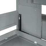 Full Murphy Bunk Bed with Desk and Hydraulic Lift, Full Over Full Size Murphy Bed with Storage Stairs, Grey Bellemave