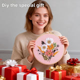 Herdiese Embroidery Kit for Beginners & Adults, 3 PCS Cross Stitch Kit with Floral Patterns – Complete Starter Set with Hoop, Pre-Printed Fabrics, Threads, 9 Needles & Scissors