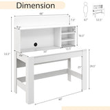Giantex White Desk with Hutch, Home Office Desk with Bookshelf, Computer Workstation PC Laptop Table with Anti-Toppling Device & Cable Hole, Modern Study Writing Desk for Small Spaces, Bedroom Giantex