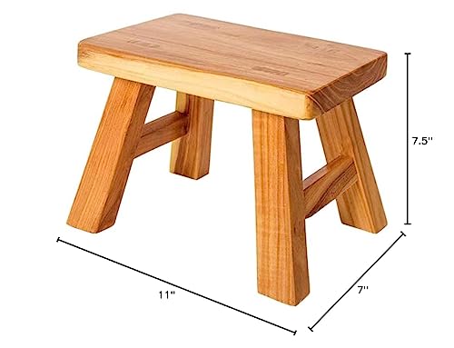 Golden Sun WM Sturdy Step Stool Footstool Solid Wooden 11 inch for Kids Adults Plant Stand Plant Stand Fishing Stool (Natural), Small Golden Sun WM
