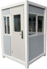 Generic Guard Shack 5x5ft with AC, Heating, Light Gray - Security Booth, Guard Booth, Outdoor Office, Portable Office, Guardhouse, BSI-Guard-Shack-LightGray- 5575-WAC-M2