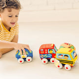 Melissa & Doug K's Kids Pull-Back Vehicle Set - Soft Baby Toy Set With 4 Cars and Trucks and Carrying Case - Pull Back Cars, Toys For Babies And Toddlers Melissa & Doug