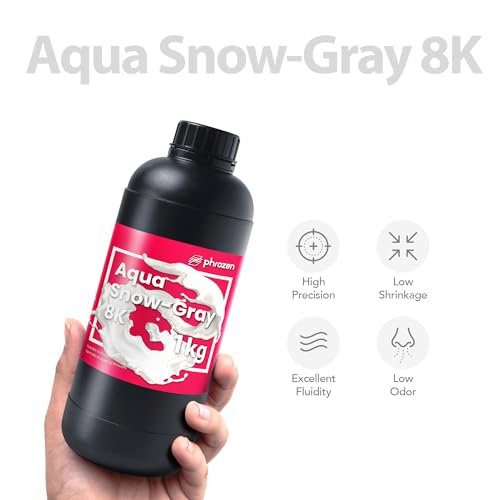 phrozen Aqua Snow-Gray 8K 3D Printing Resin, Ultra-High Detail Display Resin for Miniatures, Busts & Models, Optimized for 8K LCD Resin Printers, 405nm, 1KG