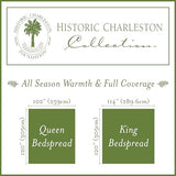 Historic Charleston King Charles Modern Farmhouse Floral Matelasse Bedspread, 100% Cotton Breathable Bedding, King/Calking, White Historic Charleston