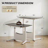 COLAMY Electric Adjustable Standing Desk – 48 x 28 Inch Sit Stand Desk with Drawer & Cable Management, Dual Motor Lift System, Ergonomic Footrest, Home Office Table (Veneer Desktop, Black Oak + White) COLAMY